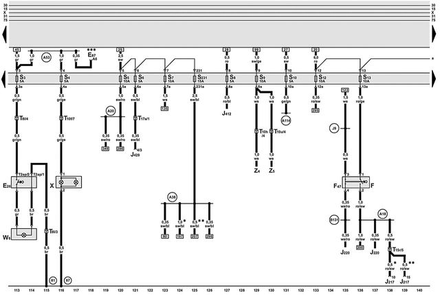 Схема электропитания Ауди А6