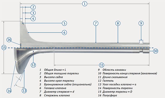 Клапан впускной/выпускной ММЗ-260 (к-т 4 шт) с м/c колпачками ФАРЕР